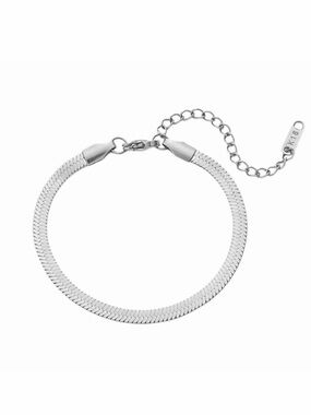 Silver-Tone Stainless Steel herringbone Bracelet